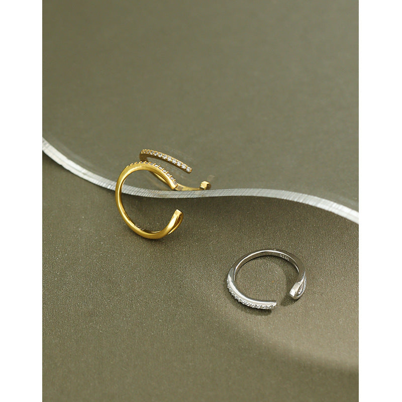 Lovcia 925 Silver Gold Plated CZ Open Cuff Earring Single-Earrings-Yellow Gold (Single)-