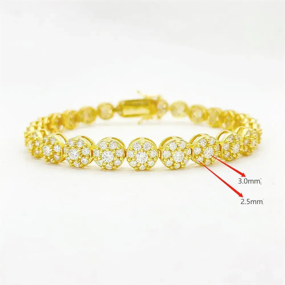 Lovcia 925 Silver Hip Hop Style Tennis Chain Moissanite Bracelet for Women-Bracelets-Gold-7inches-Gold