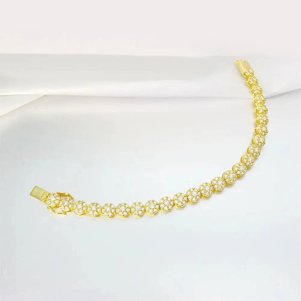 Lovcia 925 Silver Hip Hop Style Tennis Chain Moissanite Bracelet for Women-Bracelets-Gold-7inches-Gold