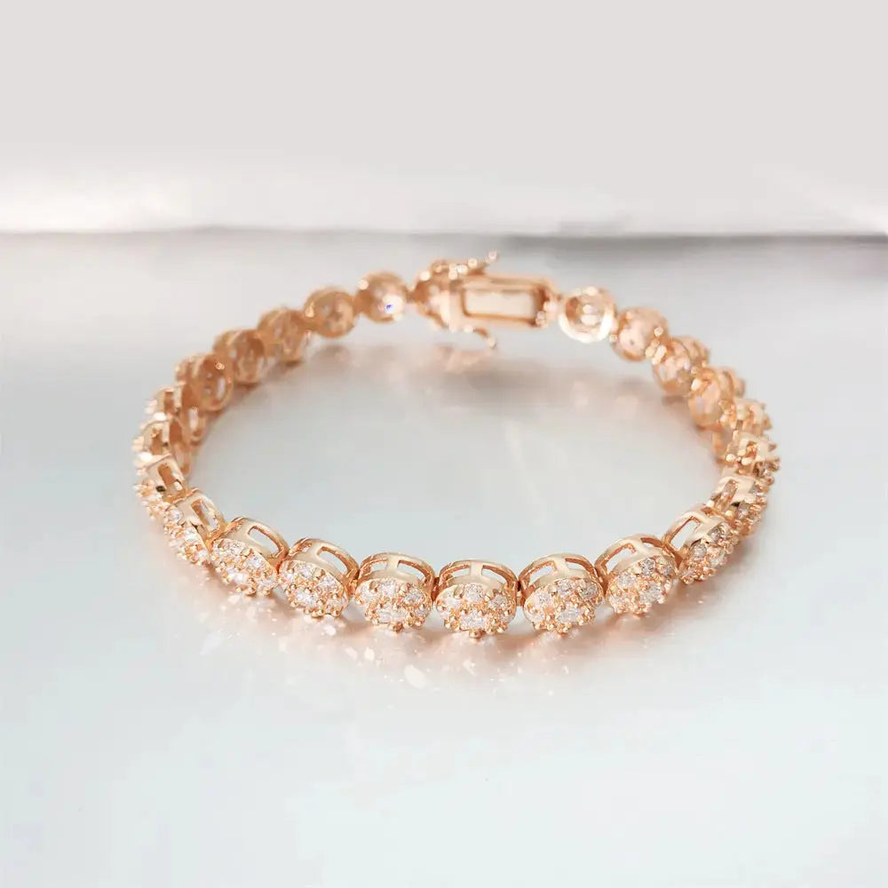 Lovcia 925 Silver Hip Hop Style Tennis Chain Moissanite Bracelet for Women-Bracelets-Rose Gold-7inches-Rose Gold