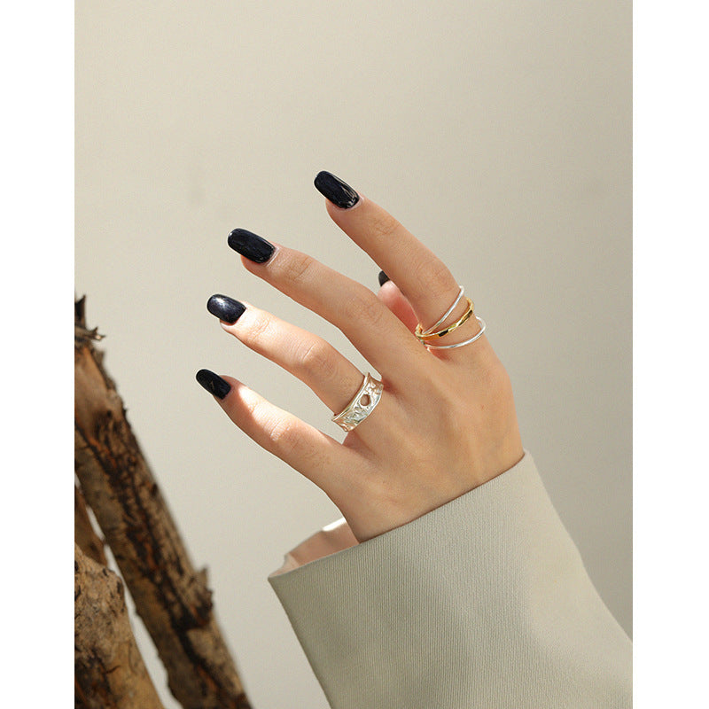 Lovcia 925 Silver Hollow Adjustable Gold Plated Ring-Rings-Yellow Gold-Yellow Gold