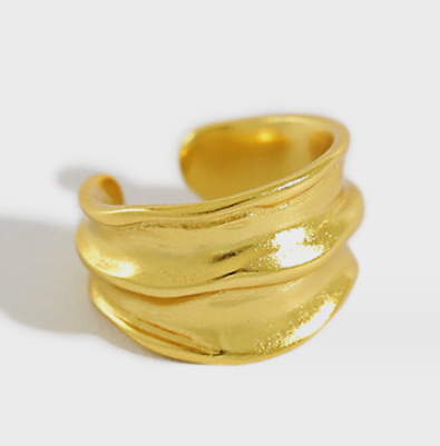 Lovcia 925 Silver Irregular Gold Tone Non-Pierced Earring-Earrings-Yellow Gold (Single)-