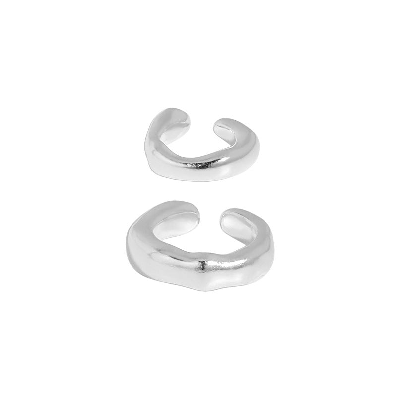 Lovcia 925 Silver Irregular Wave Nonpierced Earring-Earrings-Large Earring ( Single)-