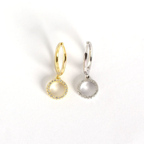 Lovcia 925 Silver Leverback CZ Circle Earrings Gold-Earrings-Yellow Gold-