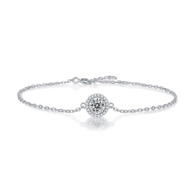 Lovcia 925 Silver Moissanite Bracelet 550mm Chain CZ Stone-Bracelets-0.5 ct ( Certificate Included )-