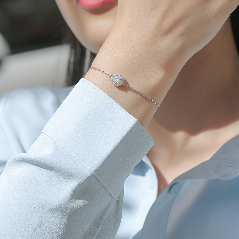 Lovcia 925 Silver Moissanite Bracelet 550mm Chain CZ Stone-Bracelets-0.5 ct ( Certificate Included )-