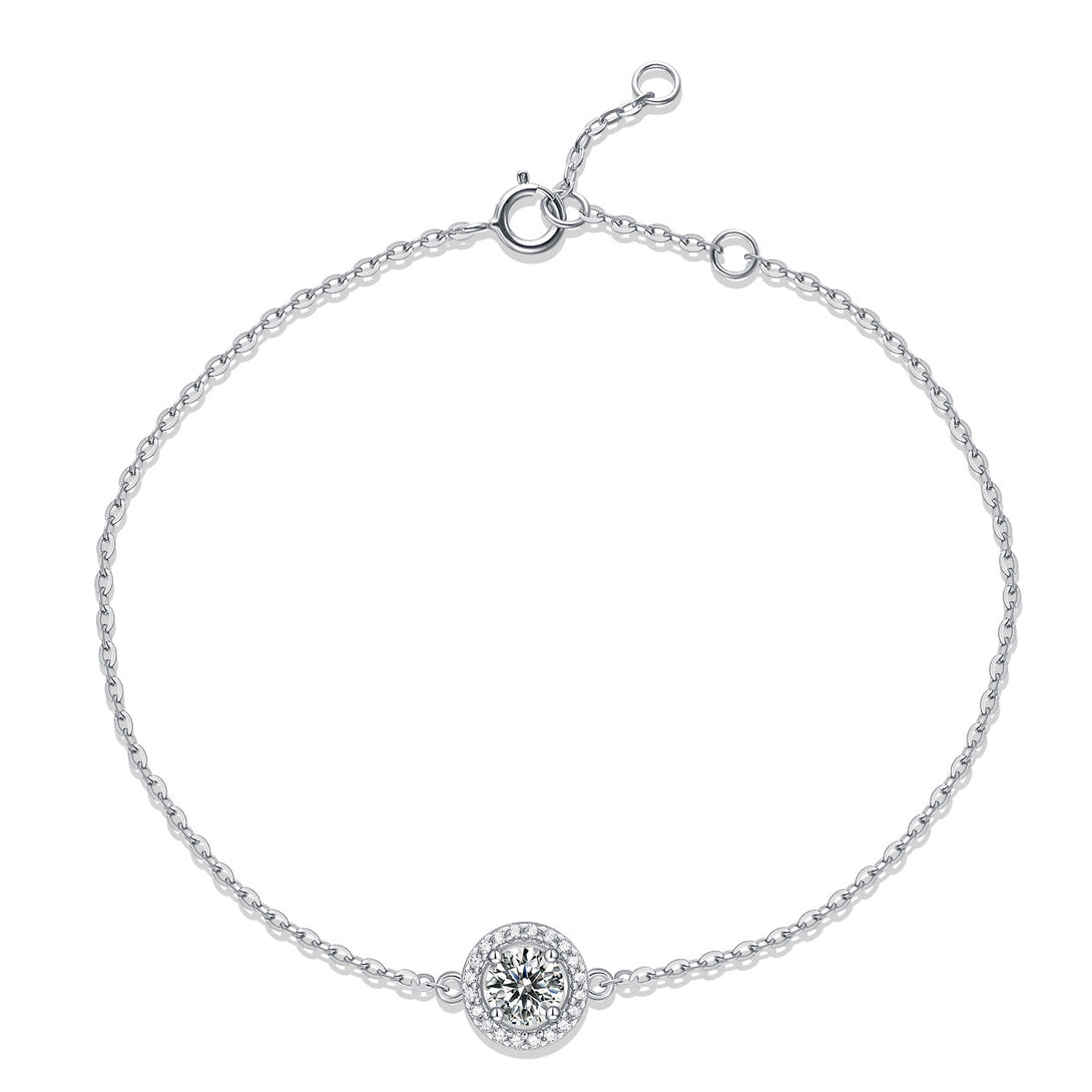 Lovcia 925 Silver Moissanite Bracelet 550mm Chain CZ Stone-Bracelets-0.5 ct ( Certificate Included )-