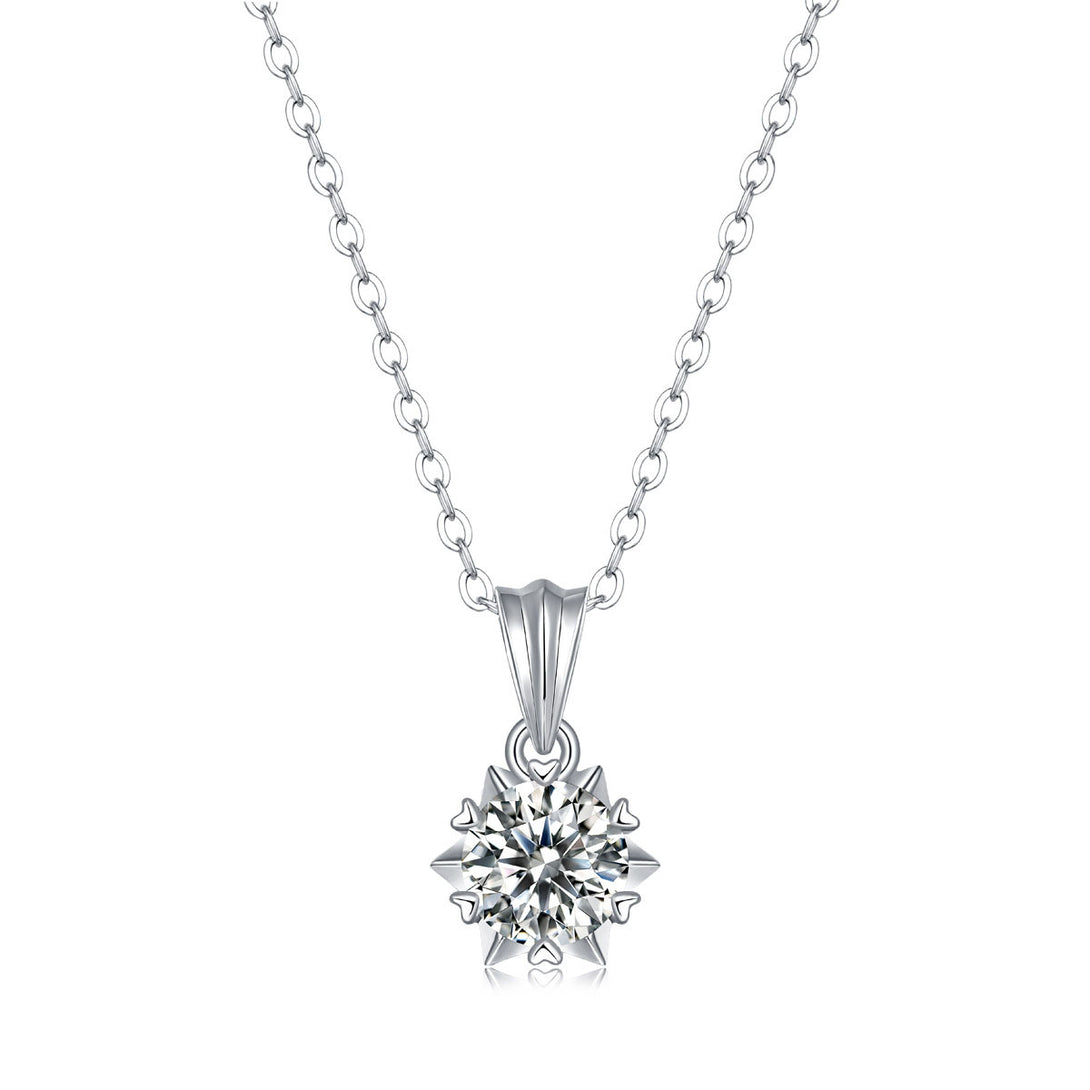 Lovcia 925 Silver Moissanite Snowflake Necklace 6.5mm-Necklaces-1 Carat (Certificate Included)-1 Carat (Certificate Included)