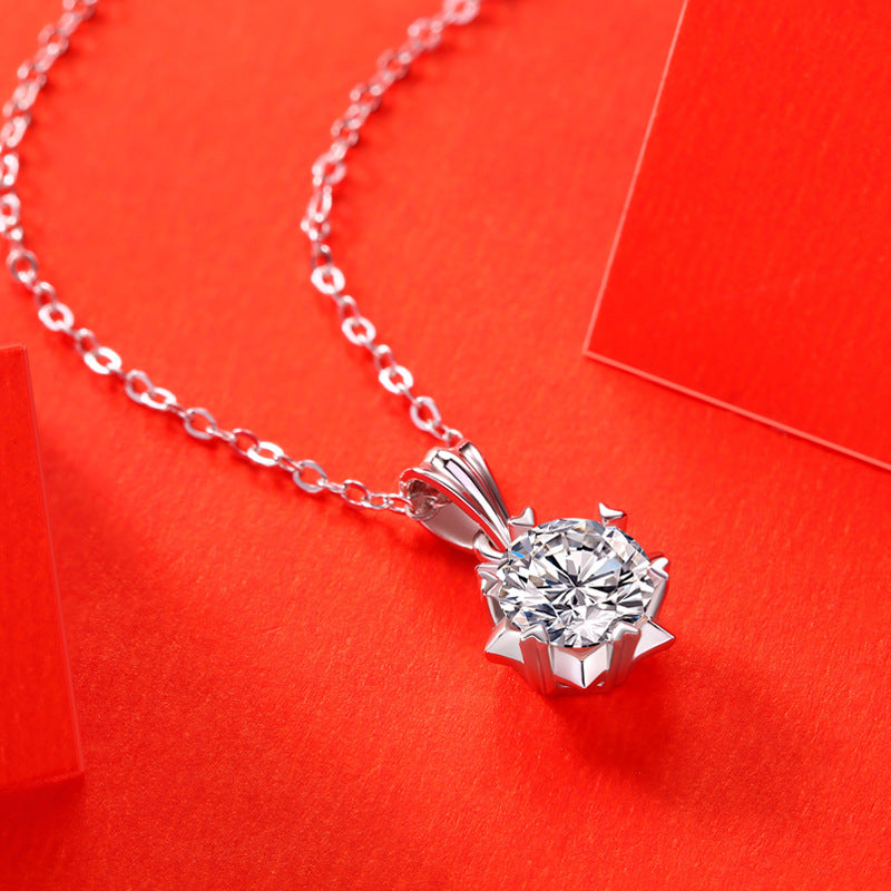 Lovcia 925 Silver Moissanite Snowflake Necklace 6.5mm-Necklaces-1 Carat (Certificate Included)-1 Carat (Certificate Included)
