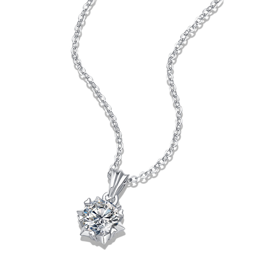 Lovcia 925 Silver Moissanite Snowflake Necklace 6.5mm-Necklaces-1 Carat (Certificate Included)-1 Carat (Certificate Included)