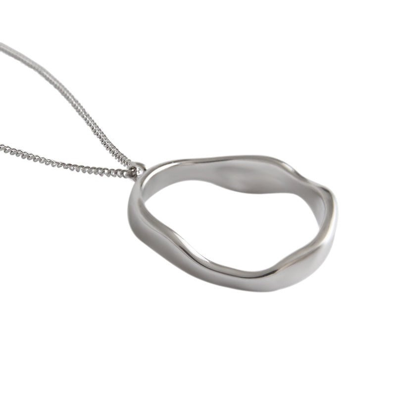 Lovcia 925 Silver Necklace Gold Tone Wave Circle 40.5cm-Necklaces-Yellow Gold-Yellow Gold