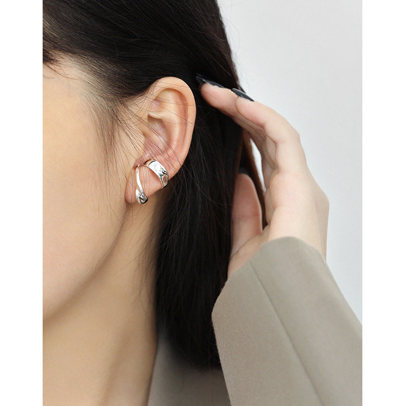 Lovcia 925 Silver Nonpierced Irregular Earring 13.3mm-Earrings-Rhodium (Single)-