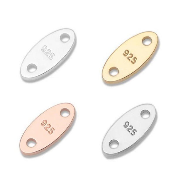 Lovcia 925 Silver Oval Disc Findings Gold Tone 3.3x6mm-Jewelry Making Kits-Rose Gold-Rose Gold