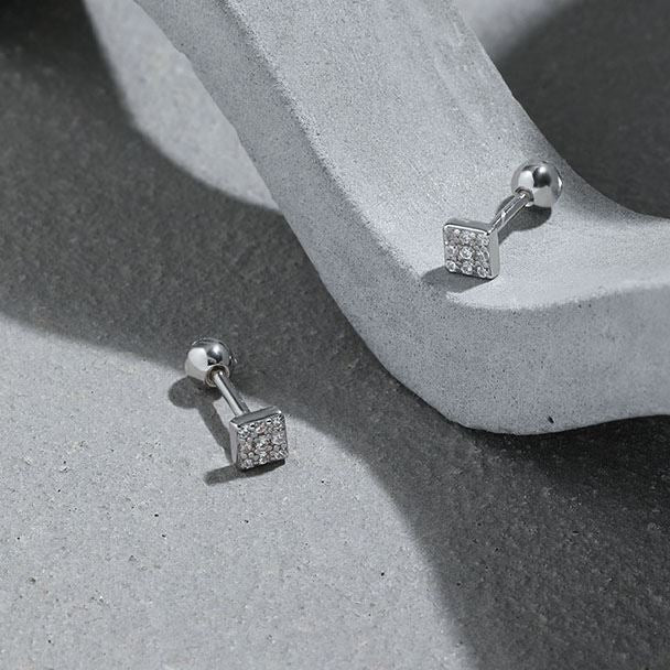 Lovcia 925 Silver Stud Earrings Triangle Moon Star Square-Earrings-Square-