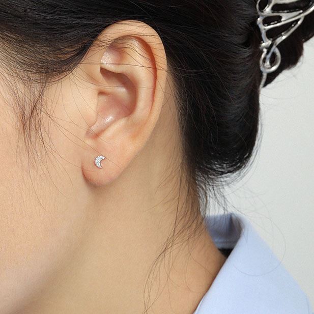 Lovcia 925 Silver Stud Earrings Triangle Moon Star Square-Earrings-Square-