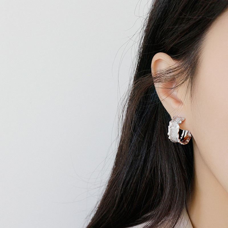 Lovcia 925 Silver Wave Hoop Earrings 16.5mm Gold Tone-Earrings-Yellow Gold-