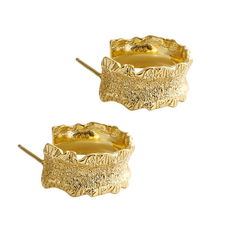 Lovcia 925 Silver Wave Hoop Earrings 16.5mm Gold Tone-Earrings-Yellow Gold-