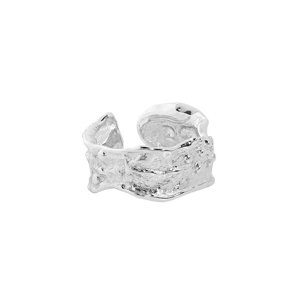 Lovcia 925 Silver Wide Rock Stone Adjustable Ring Gold-Rings-Yellow Gold-Yellow Gold