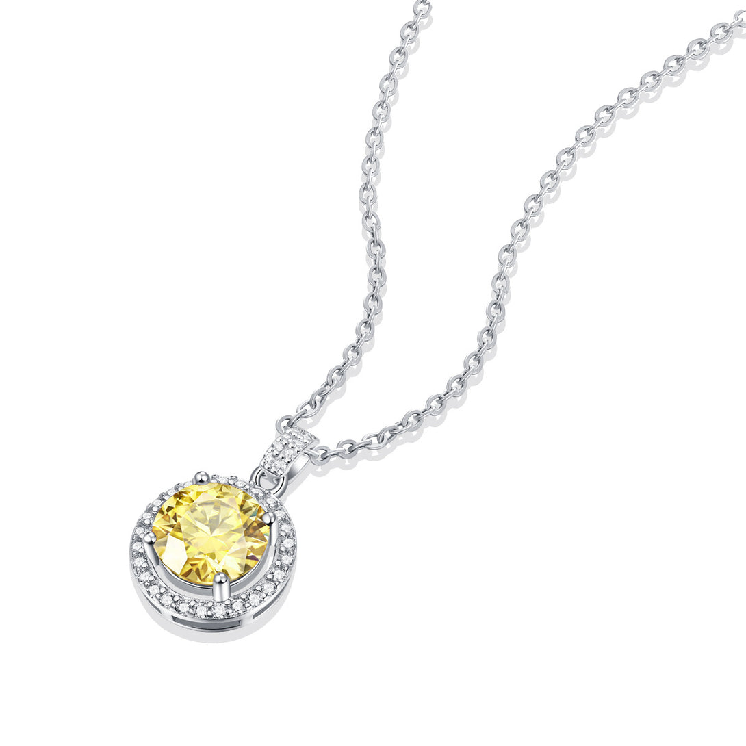 Lovcia 925 Silver Yellow Moissanite Pendant Necklace-Necklaces-3 ct ( Certificate Included )-