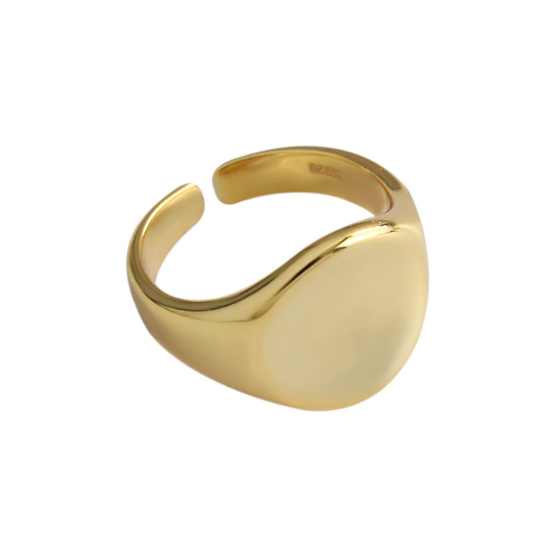 Lovcia 925 Sterling Adjustable Ring Gold Plating 14mm-Rings-Yellow Gold-Yellow Gold