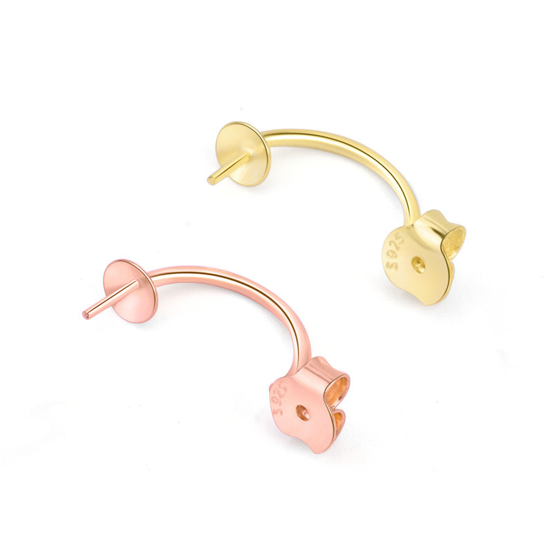 Lovcia 925 Sterling DIY Stud Earring Setting Goldtone-Jewelry Making Kits-Rose Gold-Rose Gold
