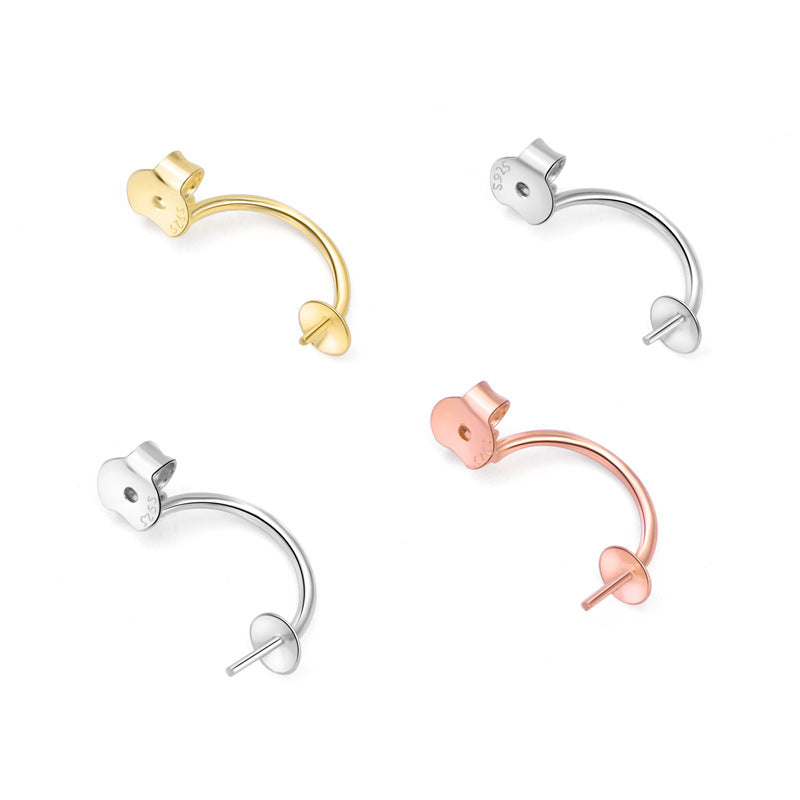 Lovcia 925 Sterling DIY Stud Earring Setting Goldtone-Jewelry Making Kits-Rose Gold-Rose Gold