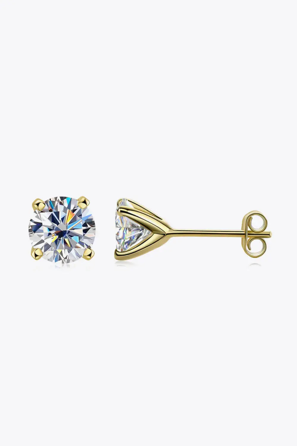 Lovcia 925 Sterling Silver 1 Carat Moissanite 4-Prong Stud Earrings-Earrings-Gold-One Size-Gold