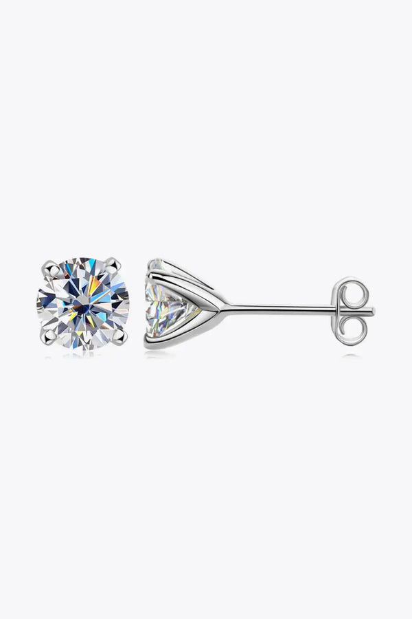 Lovcia 925 Sterling Silver 1 Carat Moissanite 4-Prong Stud Earrings-Earrings-Silver-One Size-Silver