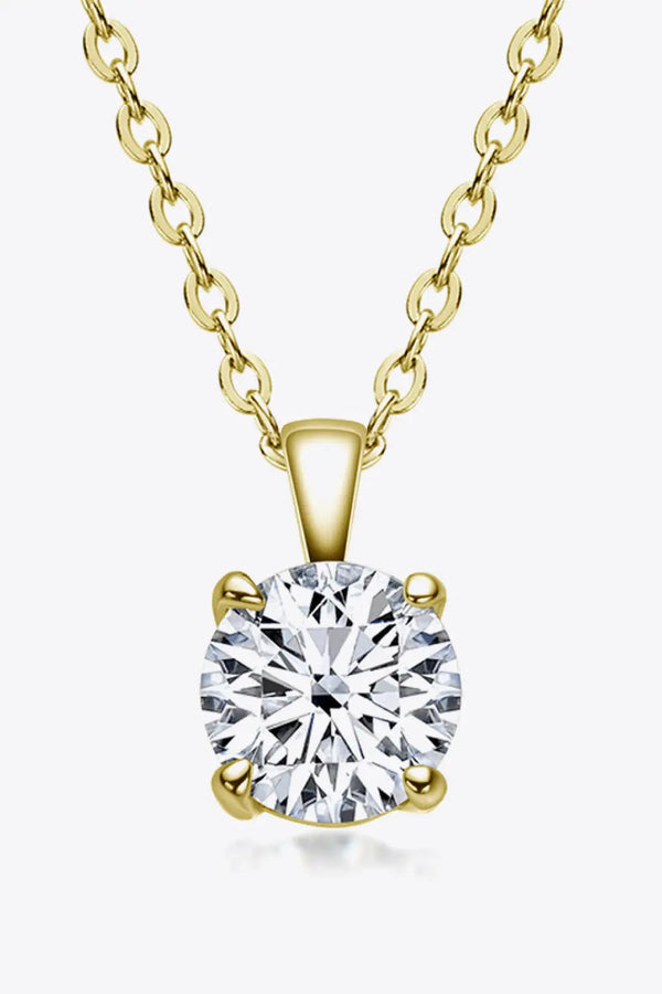 Lovcia 925 Sterling Silver 1 Carat Moissanite Chain-Link Necklace-Necklaces-Gold-One Size-Gold