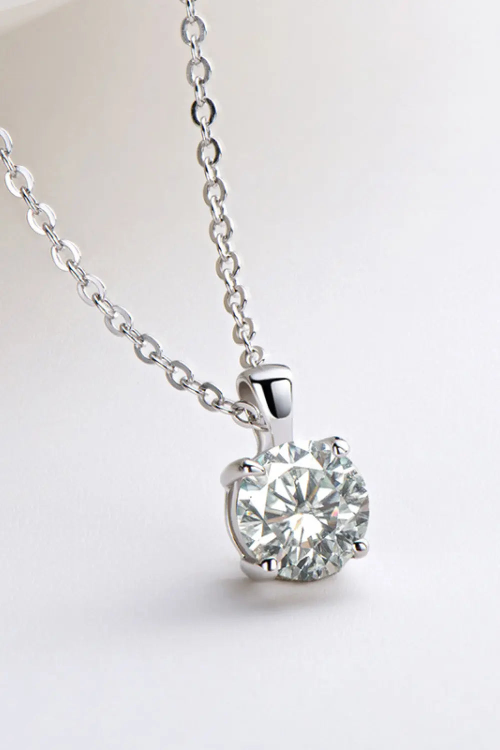 Lovcia 925 Sterling Silver 1 Carat Moissanite Chain-Link Necklace-Necklaces-Silver-One Size-Silver