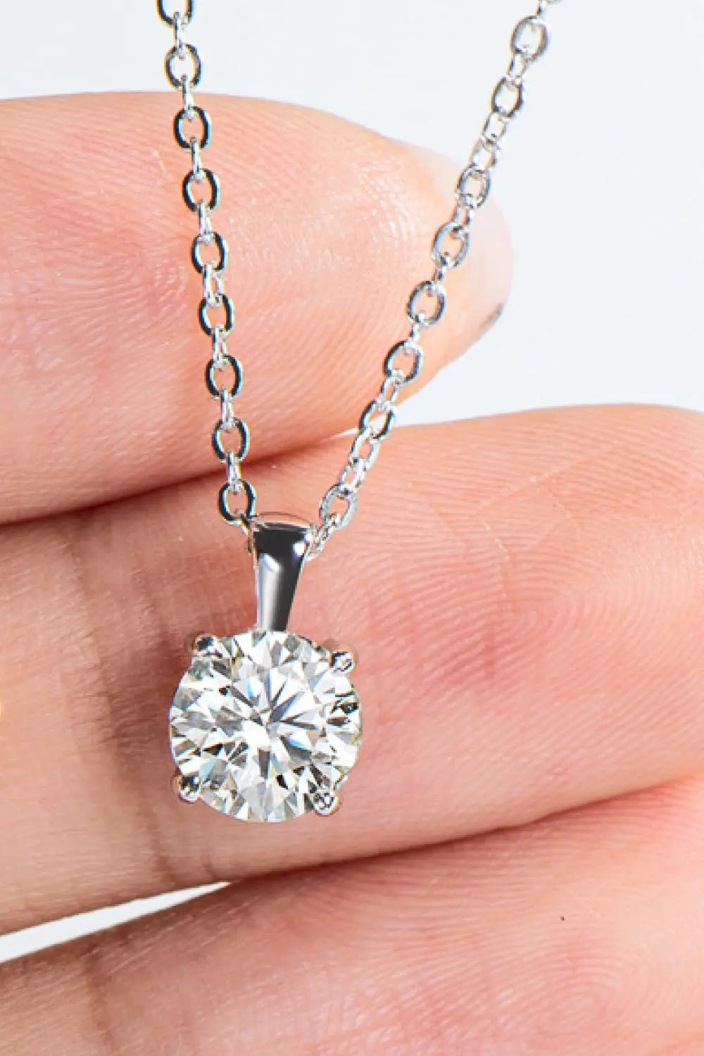 Lovcia 925 Sterling Silver 1 Carat Moissanite Chain-Link Necklace-Necklaces-Silver-One Size-Silver