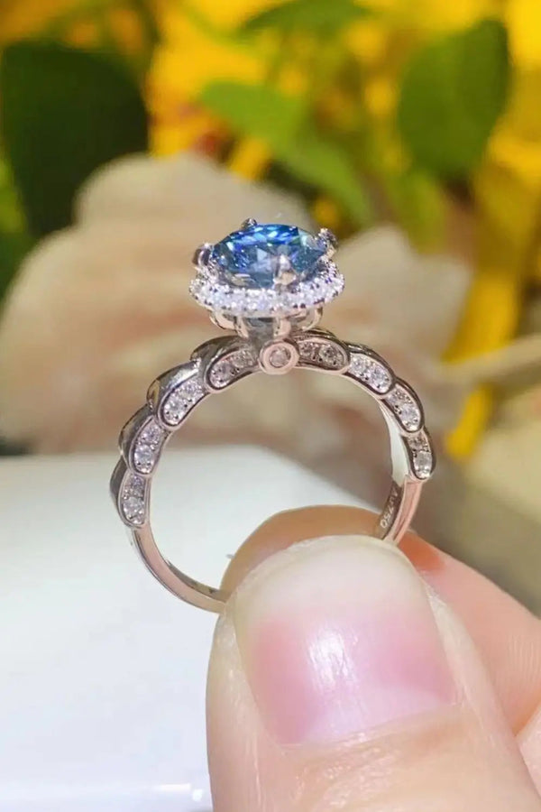 Lovcia 925 Sterling Silver 1 Carat Moissanite Cluster Ring-Rings-Royal Blue-5-Royal Blue