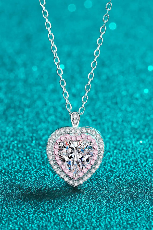 Lovcia 925 Sterling Silver 1 Carat Moissanite Heart Pendant Necklace-Necklaces-Silver-One Size-Silver