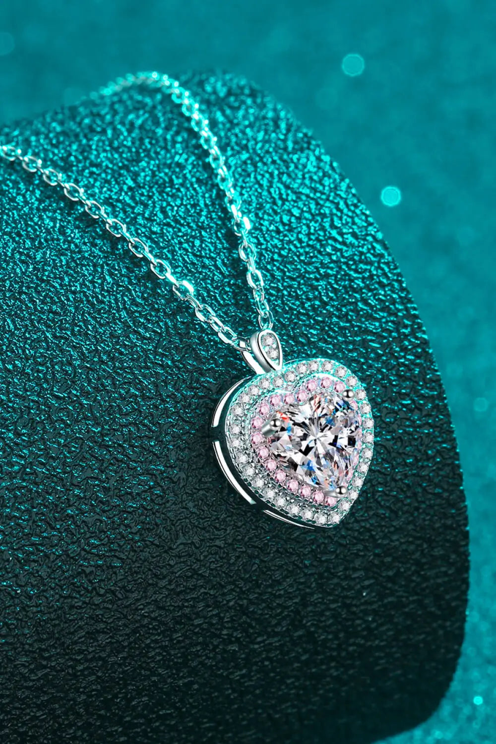 Lovcia 925 Sterling Silver 1 Carat Moissanite Heart Pendant Necklace-Necklaces-Silver-One Size-Silver