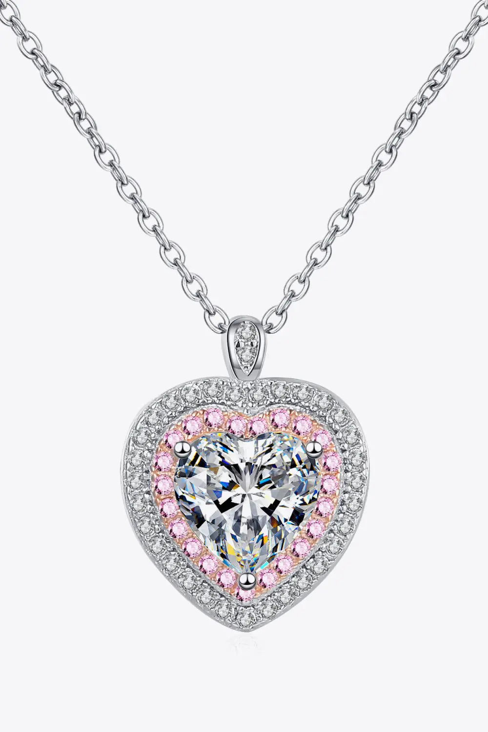 Lovcia 925 Sterling Silver 1 Carat Moissanite Heart Pendant Necklace-Necklaces-Silver-One Size-Silver