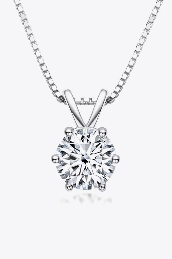 Lovcia 925 Sterling Silver 1 Carat Moissanite Pendant Necklace-Necklaces-Silver-One Size-Silver