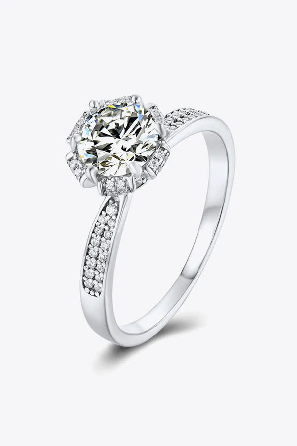 Lovcia 925 Sterling Silver 1 Carat Moissanite Ring-Rings-Silver-4.5-Silver