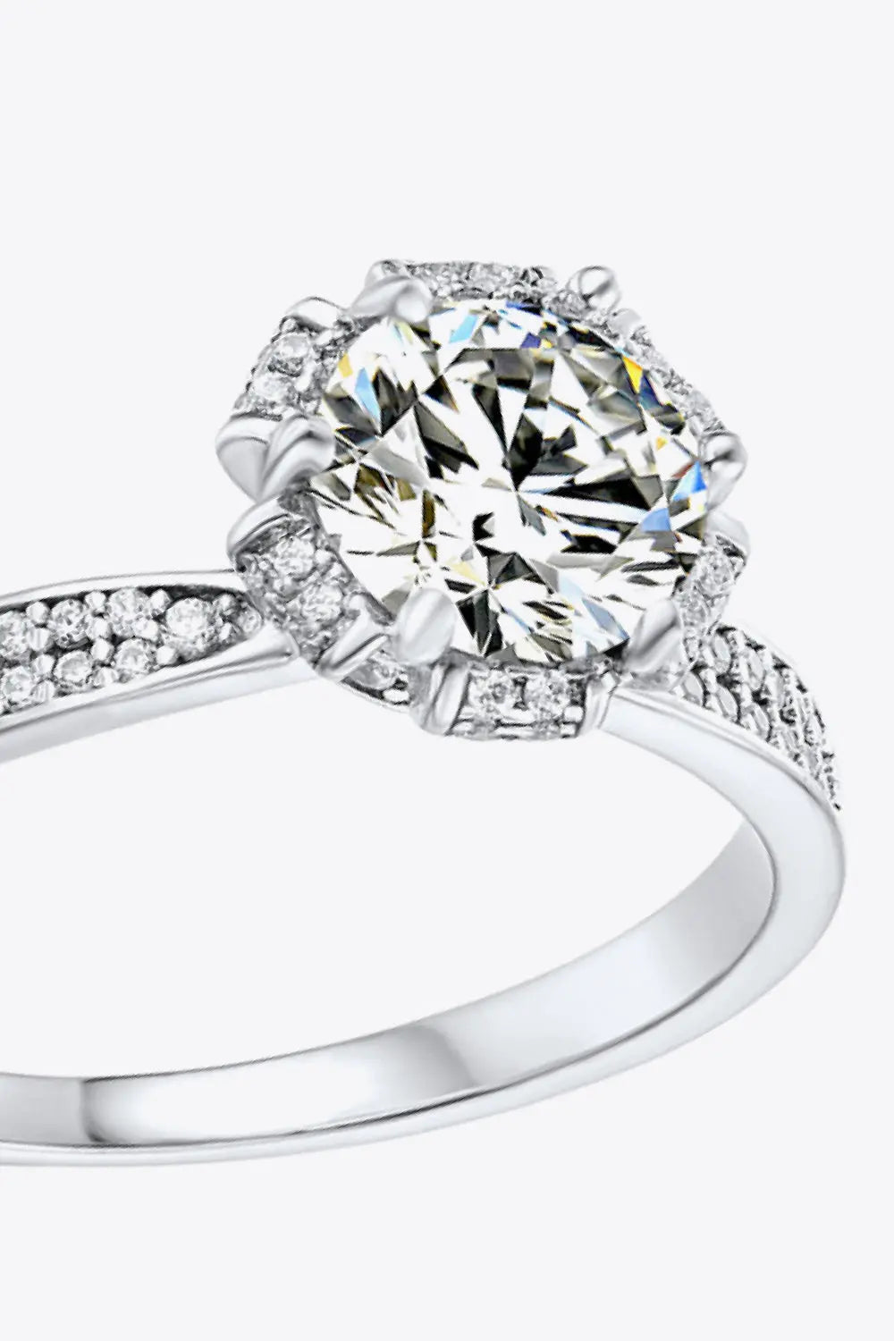 Lovcia 925 Sterling Silver 1 Carat Moissanite Ring-Rings-Silver-4.5-Silver