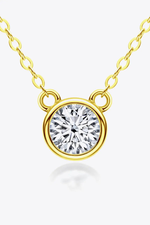 Lovcia 925 Sterling Silver 1 Carat Moissanite Round Pendant Necklace-Necklaces-Gold-One Size-Gold