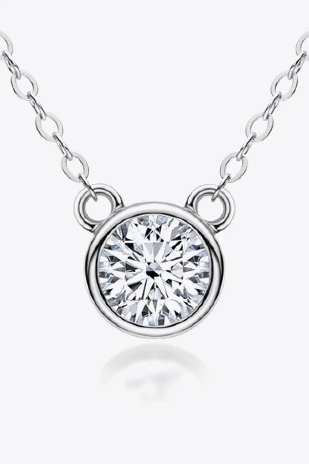 Lovcia 925 Sterling Silver 1 Carat Moissanite Round Pendant Necklace-Necklaces-Silver-One Size-Silver