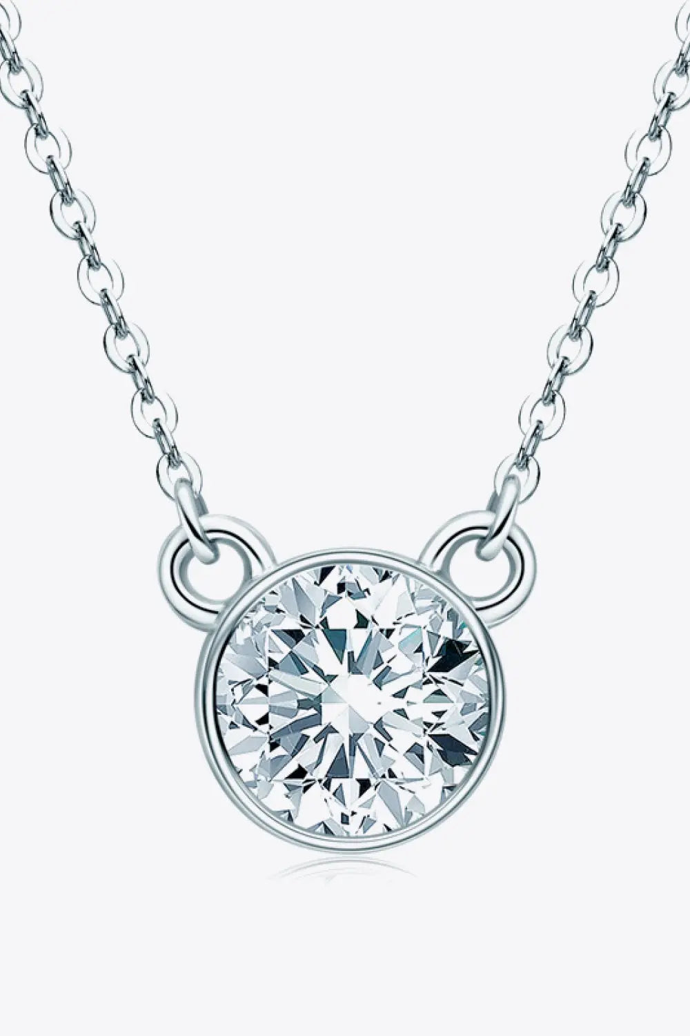 Lovcia 925 Sterling Silver 1 Carat Moissanite Round Pendant Necklace-Necklaces-Silver-One Size-Silver