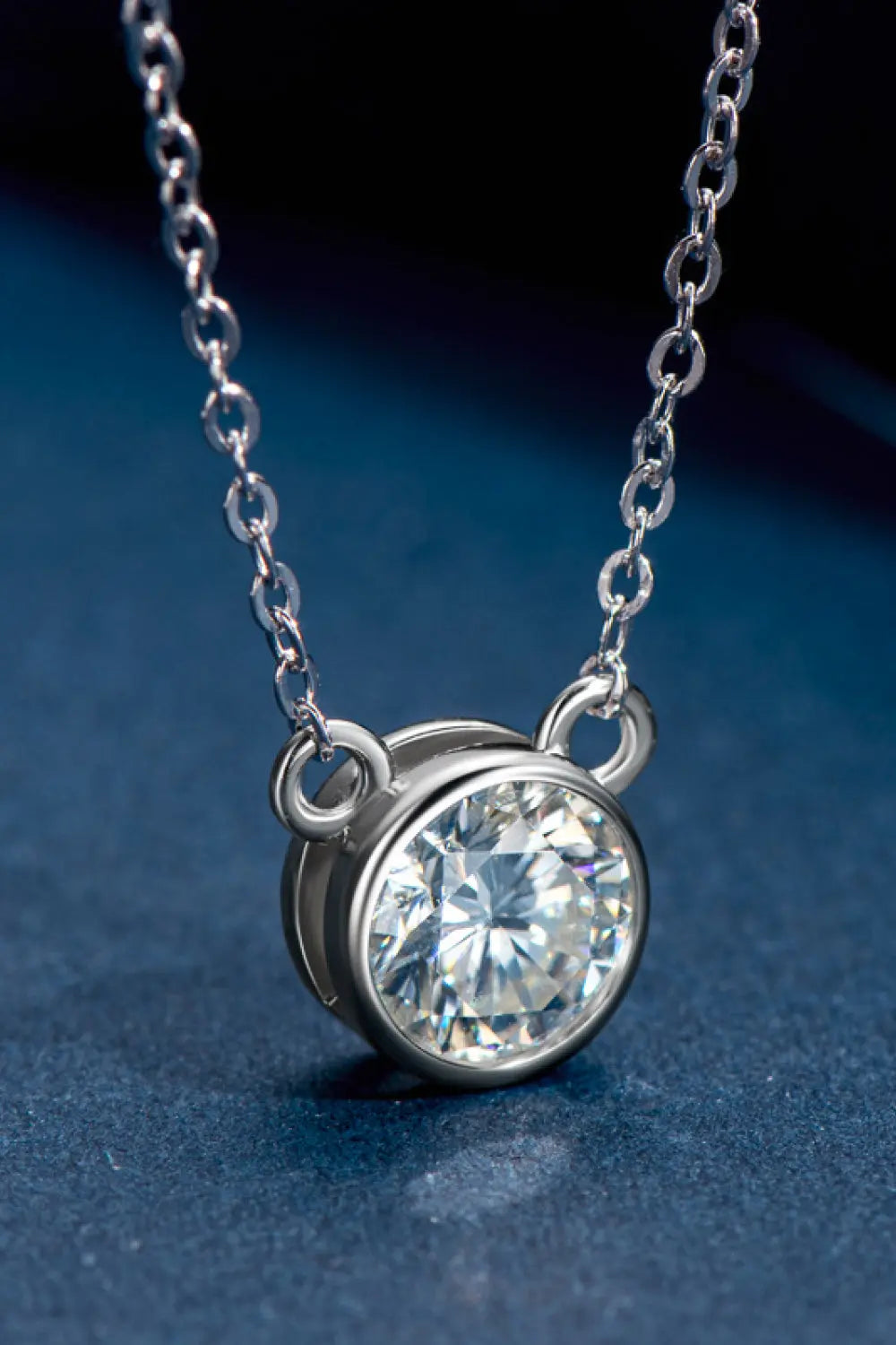 Lovcia 925 Sterling Silver 1 Carat Moissanite Round Pendant Necklace-Necklaces-Silver-One Size-Silver