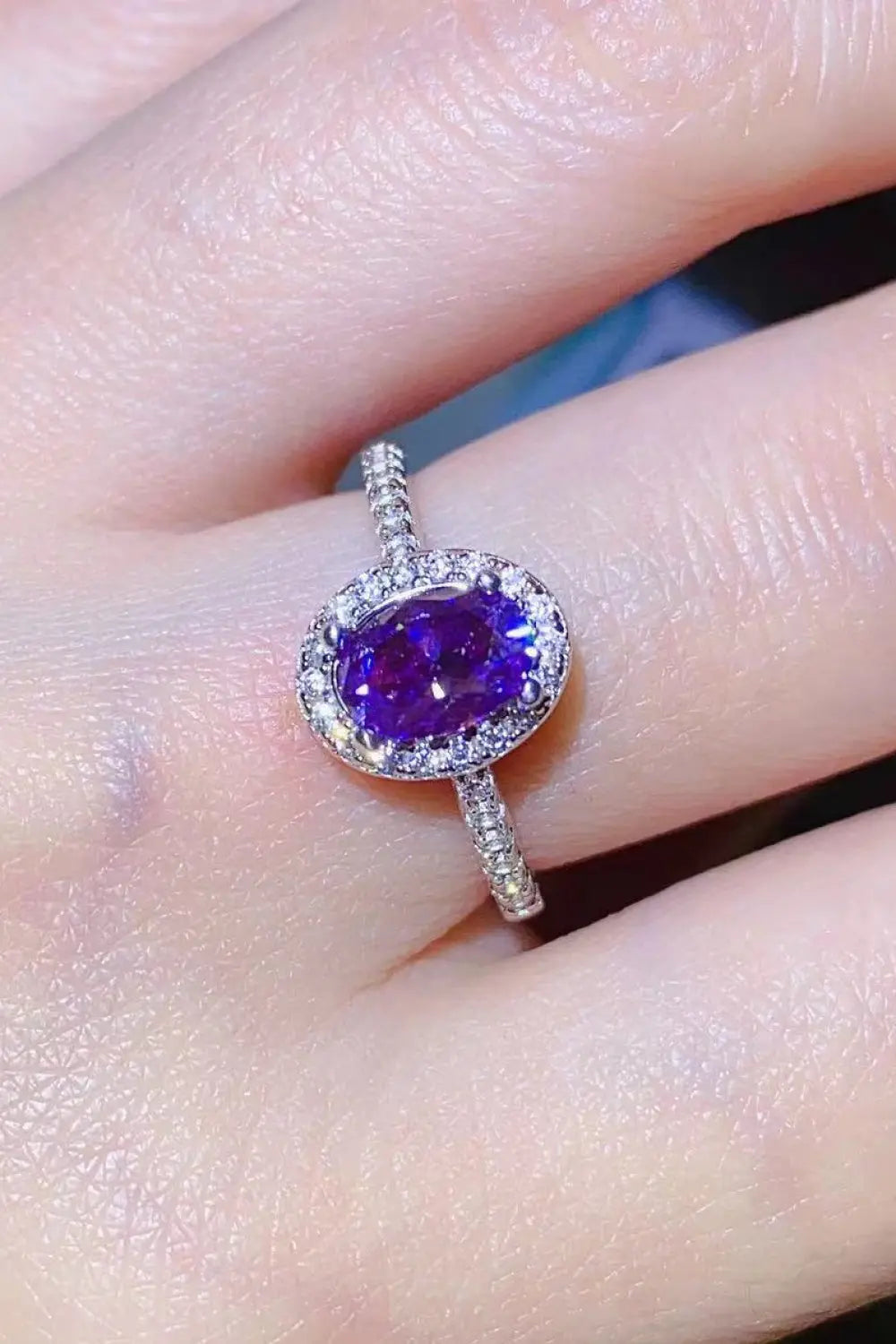 Lovcia 925 Sterling Silver 1 Carat Purple Moissanite Ring-Rings-Purple-5-Purple