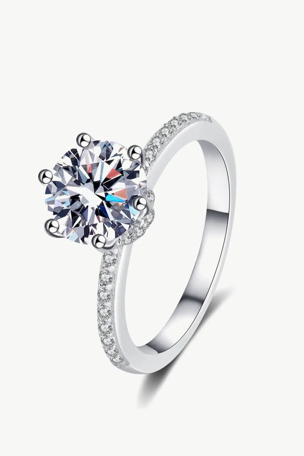 Lovcia 925 Sterling Silver 2 Carat Moissanite Ring-Rings-Silver-4-Silver