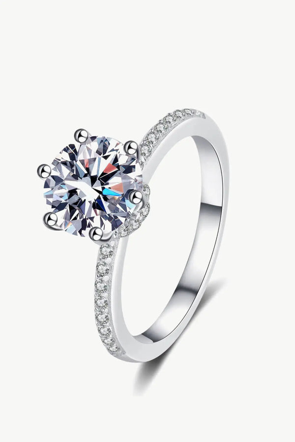 Lovcia 925 Sterling Silver 2 Carat Moissanite Ring-Rings-Silver-4-Silver
