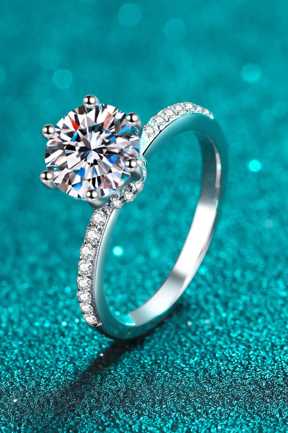 Lovcia 925 Sterling Silver 2 Carat Moissanite Ring-Rings-Silver-4-Silver