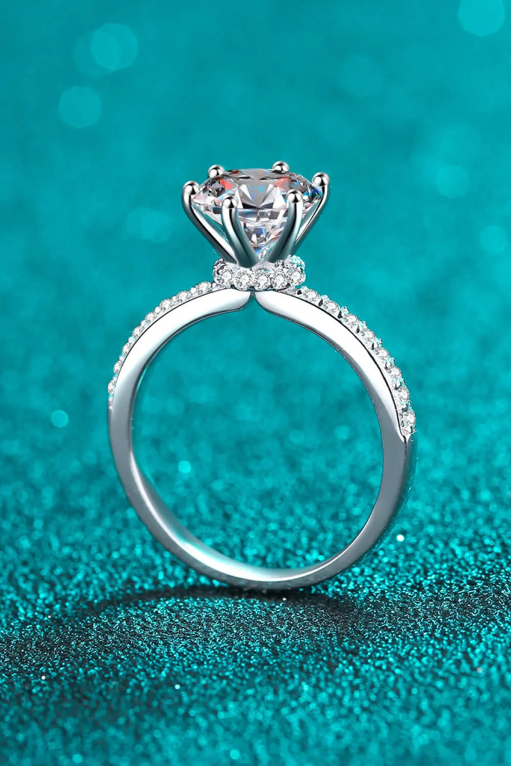 Lovcia 925 Sterling Silver 2 Carat Moissanite Ring-Rings-Silver-4-Silver