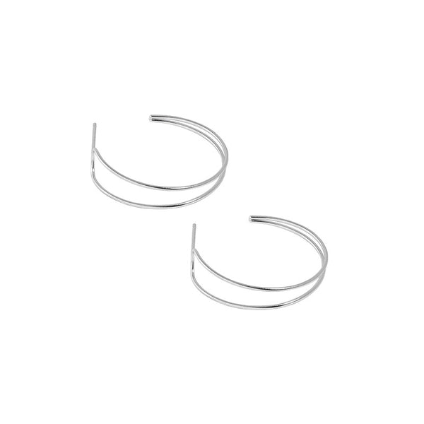 Lovcia 925 Sterling Silver 27mm Double Layer C Earrings-Earrings-Yellow Gold-