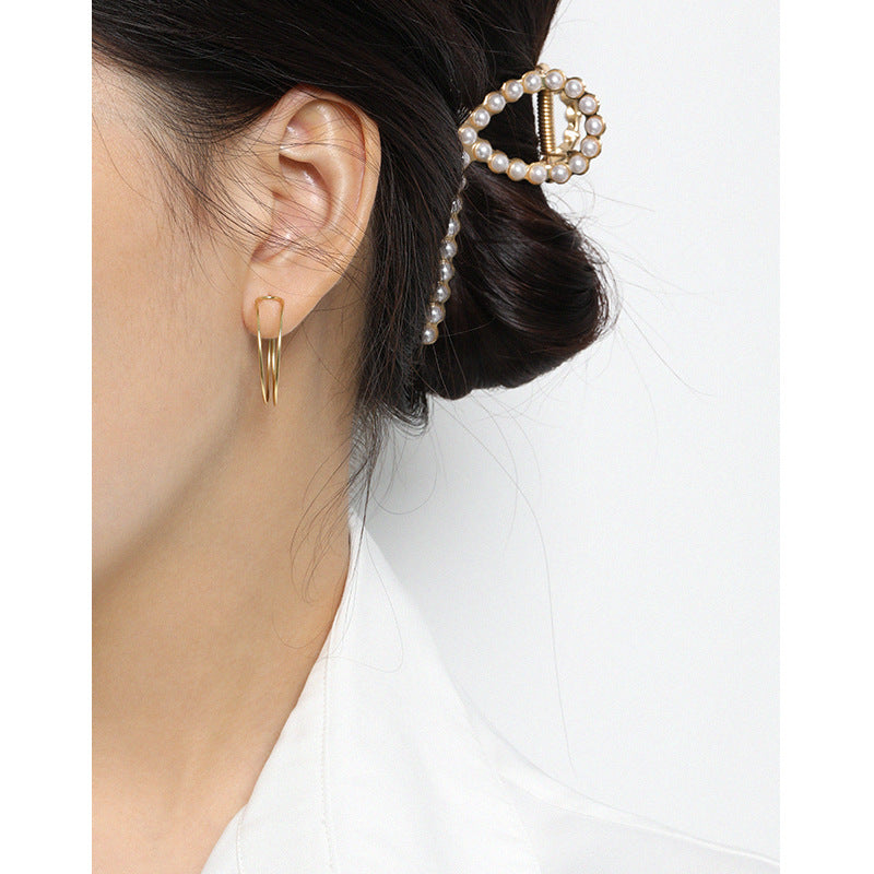 Lovcia 925 Sterling Silver 27mm Double Layer C Earrings-Earrings-Yellow Gold-