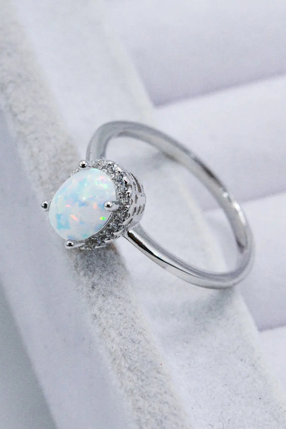 Lovcia 925 Sterling Silver 4-Prong Opal Ring-Rings-Opal-5-Opal